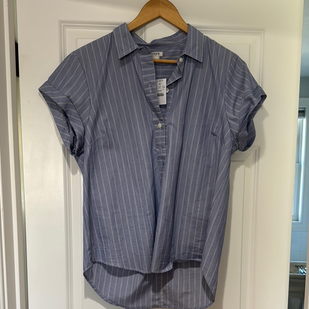 J. Crew Casual Blue Pinstripe Button Down Shirt